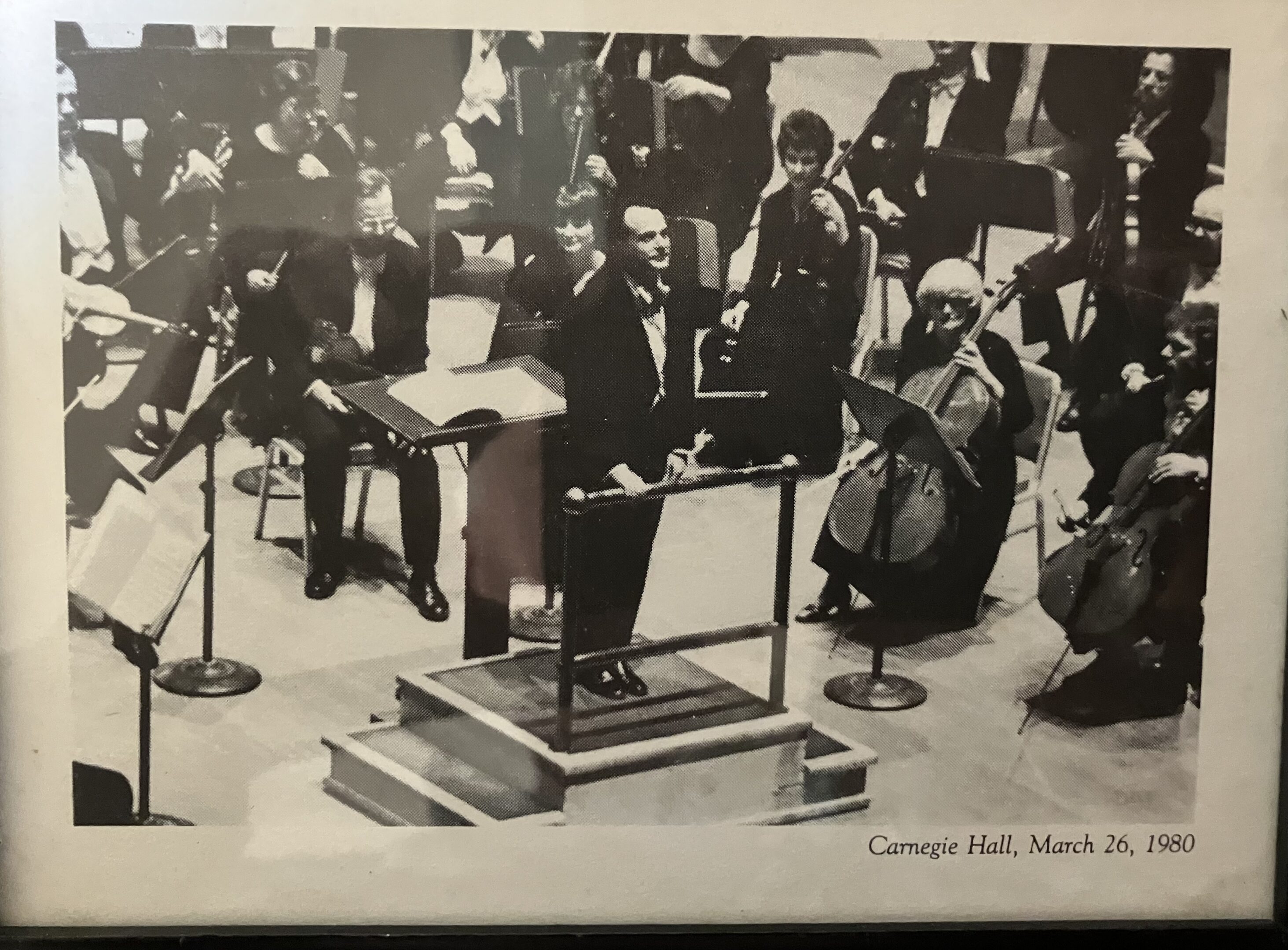 Bottom right: Carnegie Hall in 1977, Principal Cello (bottom right) of Rochester Philharmonic with with David Zinman conducting.